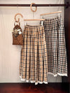 Lace Hem Plaid Skirt