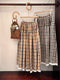 Lace Hem Plaid Skirt