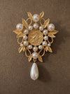 Portrait Leaf Pearl Brooch