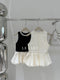 Elegant Pearl Neck Top+ Split Skirt 2pcs Set