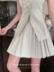 Elegant Sleeveless Top+ Pleated Skirt 2pcs Set