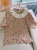 Lace Collar Floral T Shirt