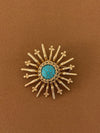 Turquoise Golden Brooch