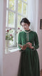 Stand Collar Velvet Victorian Dress