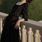 Vintage Royal Black Tulle Neck Dress