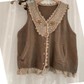 Lace Trim Patchwork Knitted Vest