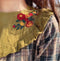 Cottagecore Embroidered Collar Plaid Dress