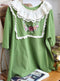 Cute Lace Collar Embroidered T Shirt