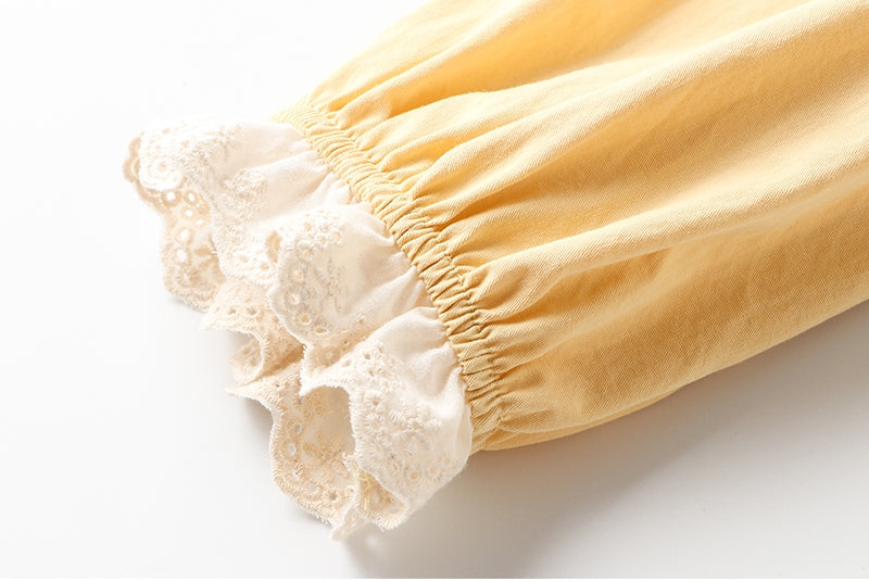 Cotton Lace Trim Drawstring Dress With Brooch– The Cottagecore