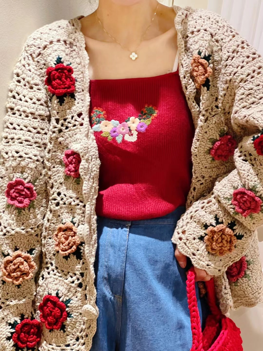 All Hand Crocheted Flowers Cardigan The Cottagecore