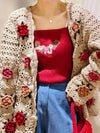 All Hand Crocheted Flowers Cardigan