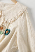 Crocheted Flower Cotton Lace Blouse