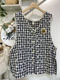 Cute 2 Way Plaid Vest With Brooch