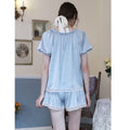 Short Sleeved Lace Satin Pajama Set