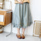 Embroidered Flowers Hem Double Layered Linen Skirt
