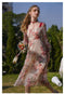 Retro Rose Print Dress With Lace Choker