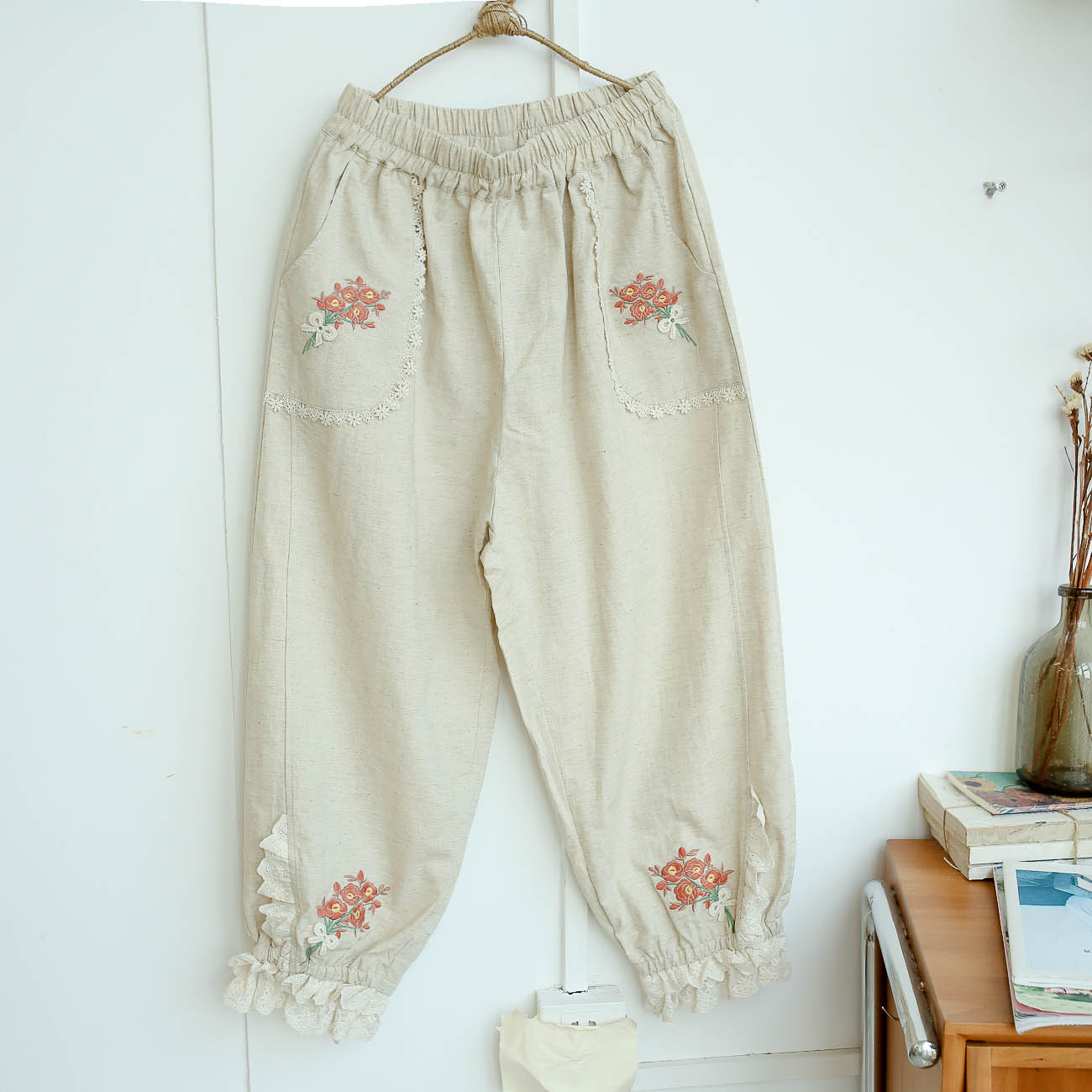 Cotton Drawstring Embroidered Bloomers