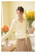 Hand Crocheted Cotton Cardigan With Drawstring