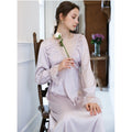 Royalcore V Neck Lace Stimulated Slik Nightgown