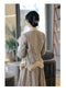 Linen Striped Pleated Hem Jacket + Skirt
