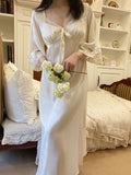 Lace Romantic Satin Sleep Gown With Pad