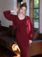 Vintage Red Knitted Cardigan + Slip Bodycon Dress