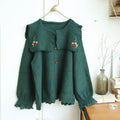 Cute Floral Embroidered Collar Cardigan