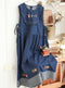 Cute Embroidered Denim Overall Dress