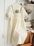 Vintage Embroidered Drawstring Dress