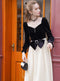 Retro Style Velvet Patchwork Dress