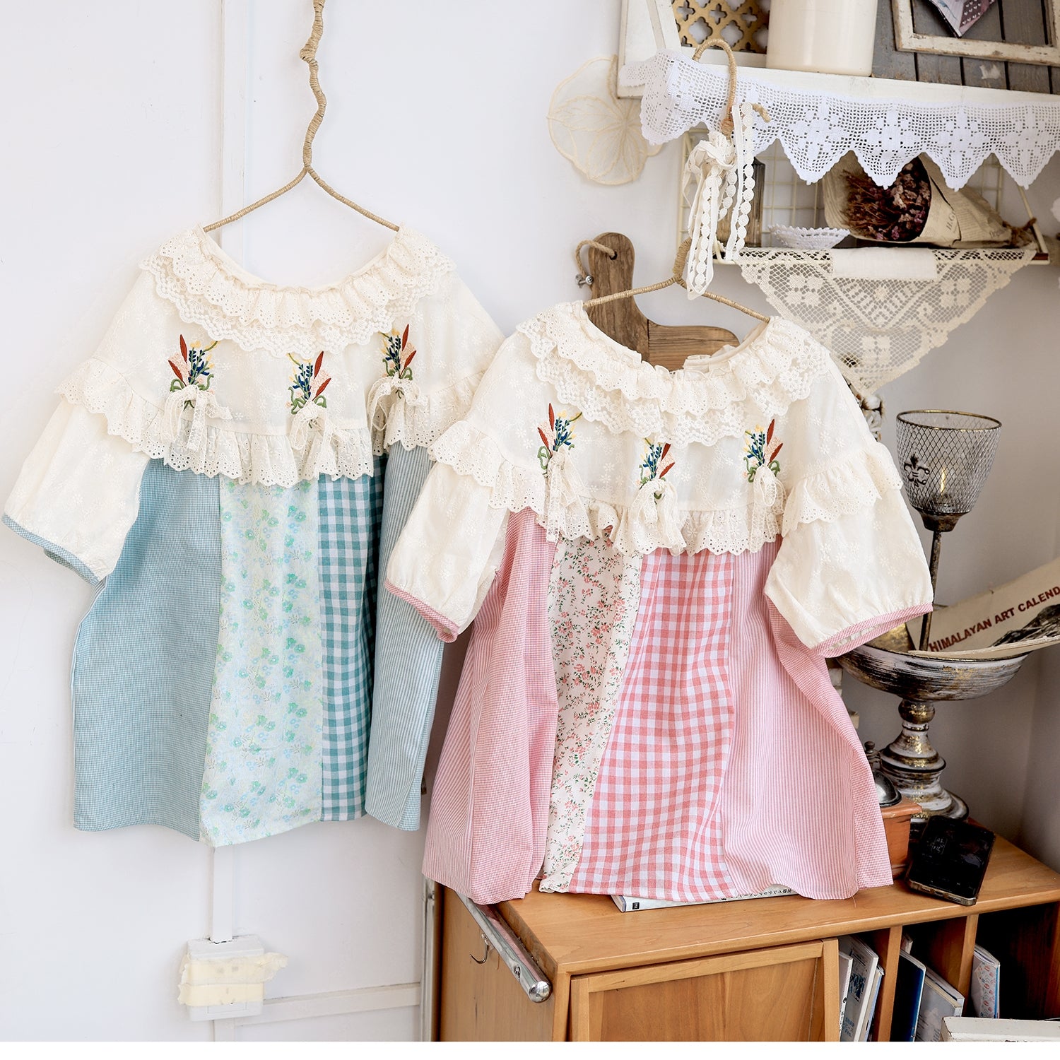 Cute Lace Collar Patchwork Top– The Cottagecore