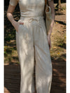 Striped Drawstring Wide Leg Pants