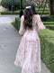 Romantic Style Long Sleeve Pleated Waist Dress