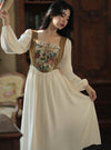 Vintage Painting Lace Up Dress