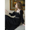 Elegant Short Cardigan + Black Tweed Slip Dress Set