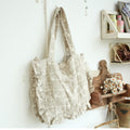 Linen Lace Frilled Embroidered Bag