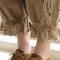 Cute Corduroy Bloomers With Lace Hem