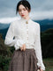 Stand Collar Shirt With Ruffled Cuffs - The Cottagecore