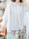 Quality Embroidered Lace Cuffs Linen Blouse