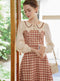 Vintage Double Layered Collar Plaid Dress