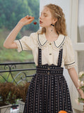 Cute Lace Blouse + Floral Pinafore Skirt