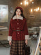 Fleece Soft Vintage Jacket + Classic Plaid Skirt