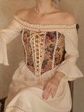 Vintage Lace Corset + Ruffled Off Shoulder Dress