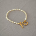 Vintage Genuine Pearl Necklace/Bracelet With Heart Shape Buckle