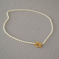 Vintage Genuine Pearl Necklace/Bracelet With Heart Shape Buckle