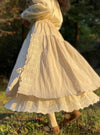 Linen Double-Layered Skirt With Lace Hem