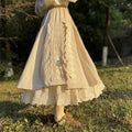 Linen Double-Layered Skirt With Lace Hem