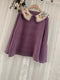 Cute Embroidered Collar Knitted Top