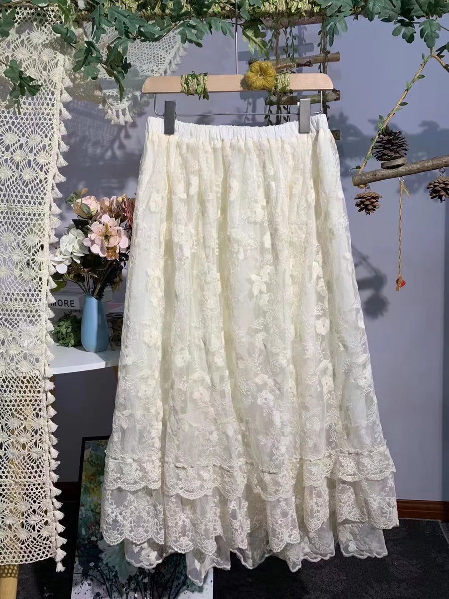 Embroidered Lace Skirt– The Cottagecore