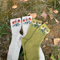 Floral Hand Embroidered Wool Socks